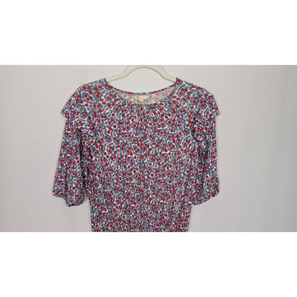 Boden sz. 10R Paisley Floral Flower Midi Dress Ruffle Prairie Knit Stretch - Picture 10 of 16